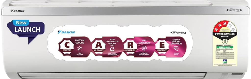 Daikin 1.5 Ton 3 Star, Inverter Split AC with PM2.5 Filter, 100% copper