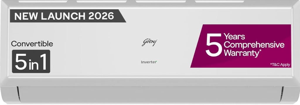 Godrej 1.5 Ton 3 Star 5-in-1 Convertible Inverter AI powered AC